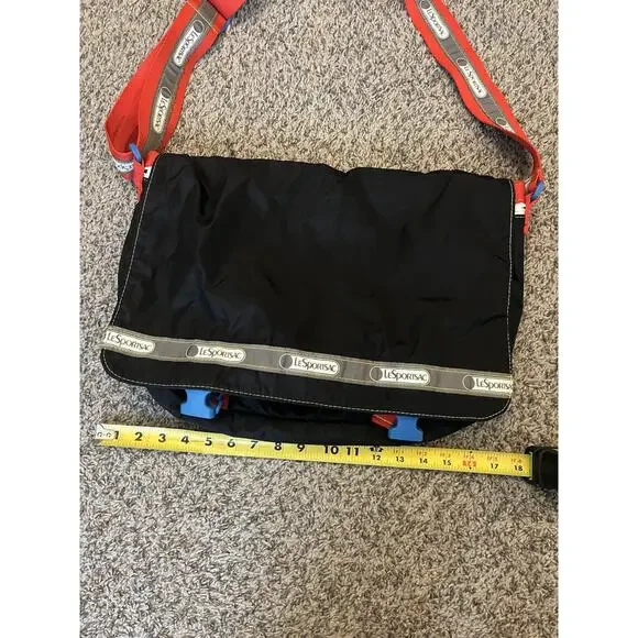 LeSportsac Large Messenger Bag/Gym Bag From Japan Preowned Black & Red Unisex